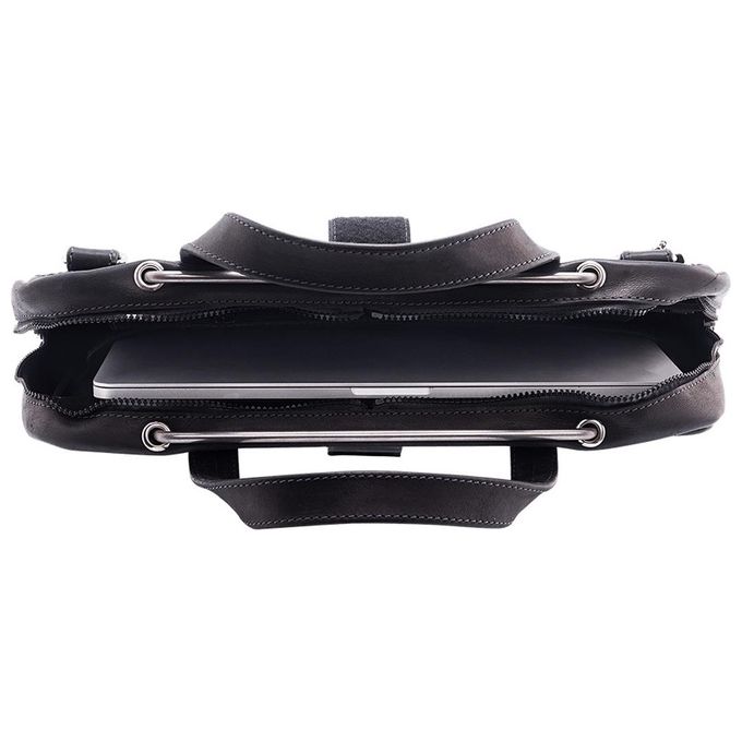R-Go Tools RGOAVLAPBL Borsa per laptop R-Go Viva in pelle pieno fiore con supporto integrato ergonomico per laptop fino a 15.6'' colore Nero