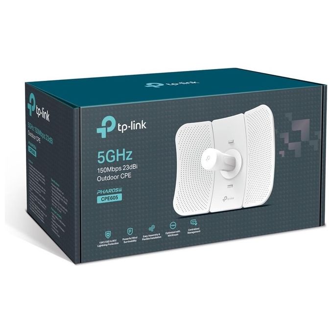 TP-Link CPE605 Access Point Outdoor Direzionale 5 GHz 150 Mbps Antenna 23 dBi IP65 PoE colore Bianco