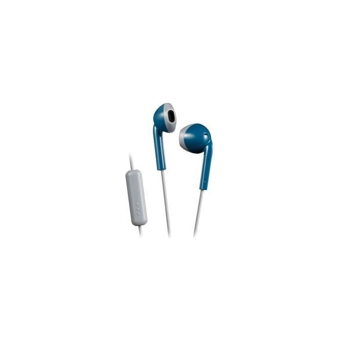 JVC HA-F19M-AH Auricolare Blu-Grigio Ipx2 con Microfono e Telecomando