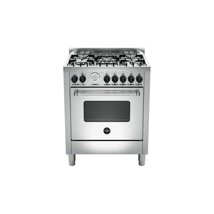 La Germania AMN765GXT Cucina Gas 5 Fuochi Forno Gas Ventilato 56 L Classe A+ Bruciatore Wok (94.5x69.5x60 cm) colore Acciaio Inox