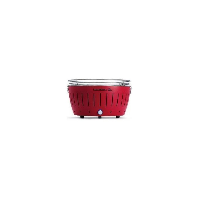 LotusGrill G435 U RD Barbecue Portatile a Carbonella con Ventilazione Integrata Diametro Griglia 40,5 cm Alimentazione 4 Batterie AA o Cavo USB colore Rosso