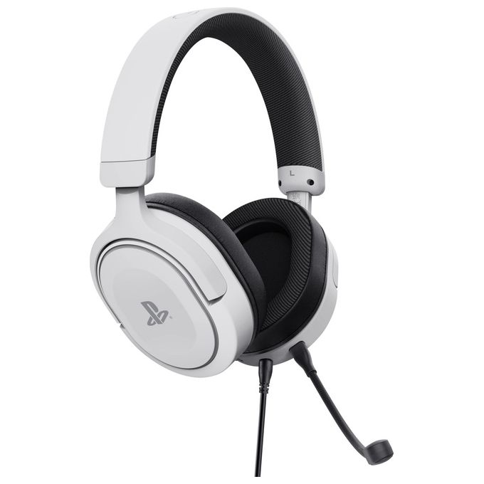 Trust Gaming GXT 498W Forta Cuffie Ecosostenibile PS5 e PS4 con Licenza Ufficiale PlayStation 5 Over-Ear Cavo da 1.2mt Microfono Staccabile Jack Audio 3.5mm Bianco