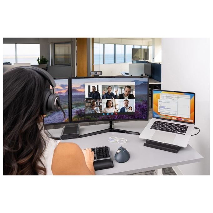 Kensington K83452WW Cuffie over-ear Bluetooth H3000 Cancellazione Rumore Attiva con AI Durata Batteria 60 h Connessione Bluetooth 5.2 colore Nero