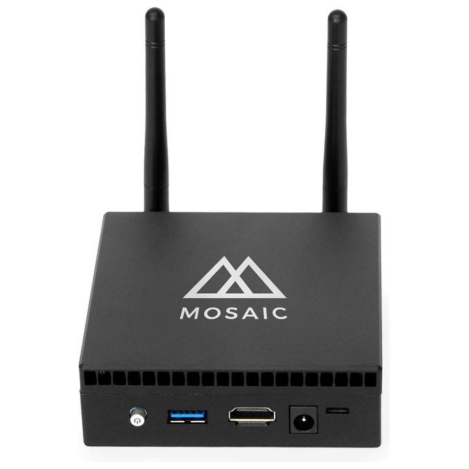 NEC 7653329000 Mosaic Connect Box Mini PC Wireless HDMI e VGA con Intel Atom x5-Z8350 4 Core 1 USB 3.0 3 USB 2.0 Gigabit Ethernet Antenna Esterna colore Nero