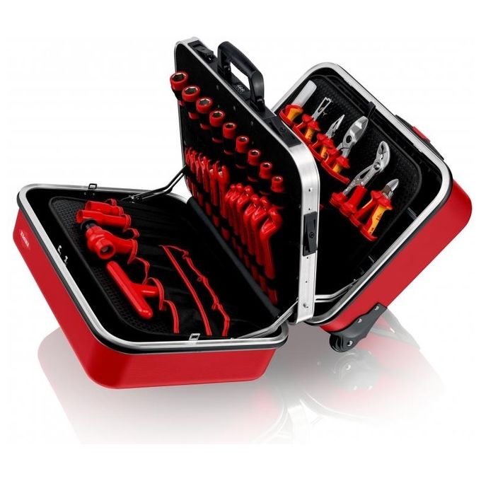 Knipex 98 99 15 Set di attrezzi BIG Twin Move 48 pezzi VDE 1000V ABS e telaio in alluminio colore Rosso