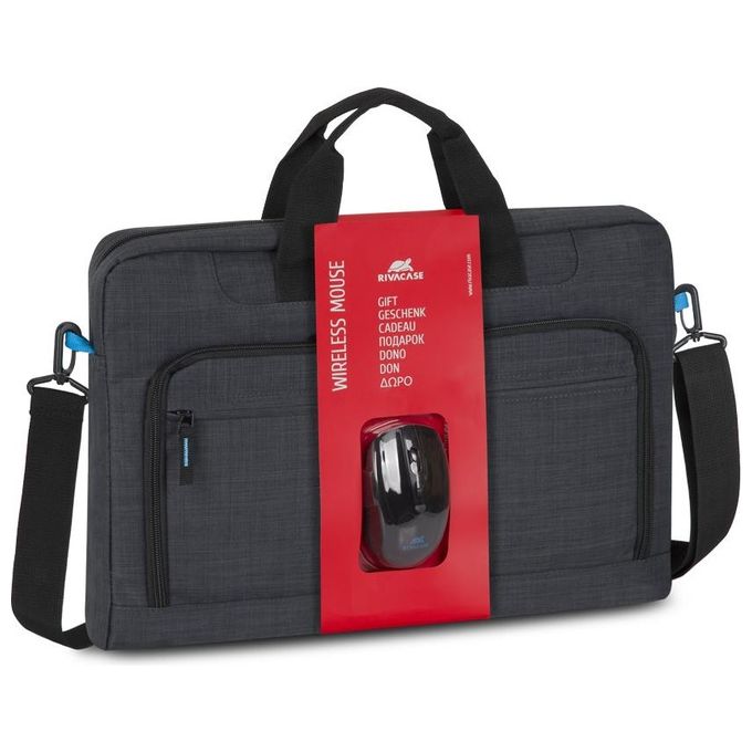Rivacase R8058BD Regent II Borsa per Notebook 17.3'' con Mouse Wireless Poliestere colore Nero