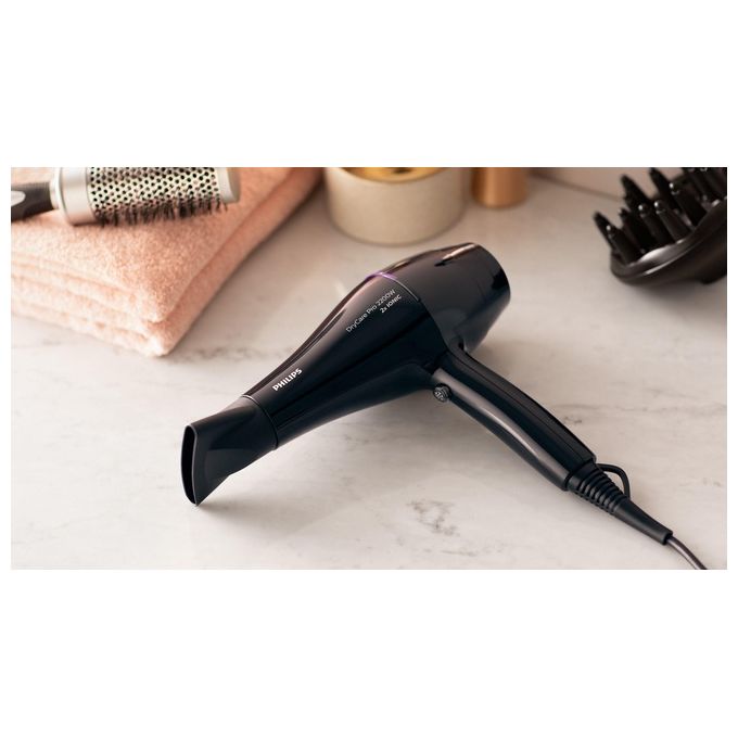 Philips BHD274-00 DryCare Pro Asciugacapelli 2200 W Motore AC ThermoProtect Ionico 6 velocita' Concentratore 9 mm Diffusore colore Nero