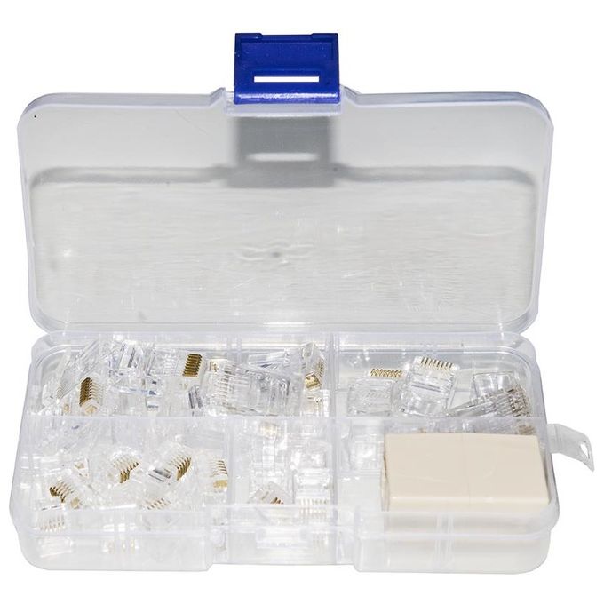 Link Set Attrezzi in Astuccio con Pinza per Connettori 4-6-8 Poli Spelafili Tester Cassettina con Plug 6 e 8 Poli Inseritore Keystone e Tester Cavi di Rete