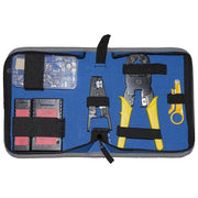 Link Set Attrezzi in Astuccio con Pinza per Connettori 4-6-8 Poli Spelafili Tester Cassettina con Plug 6 e 8 Poli Inseritore Keystone e Tester Cavi di Rete