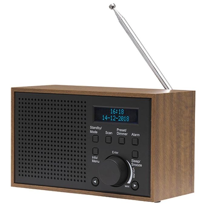 Denver 111111000390 DAB-46DARK GREY Radio Internet con DAB+ FM Sveglia Display LCD Alimentazione CA Batteria colore Nero Marrone