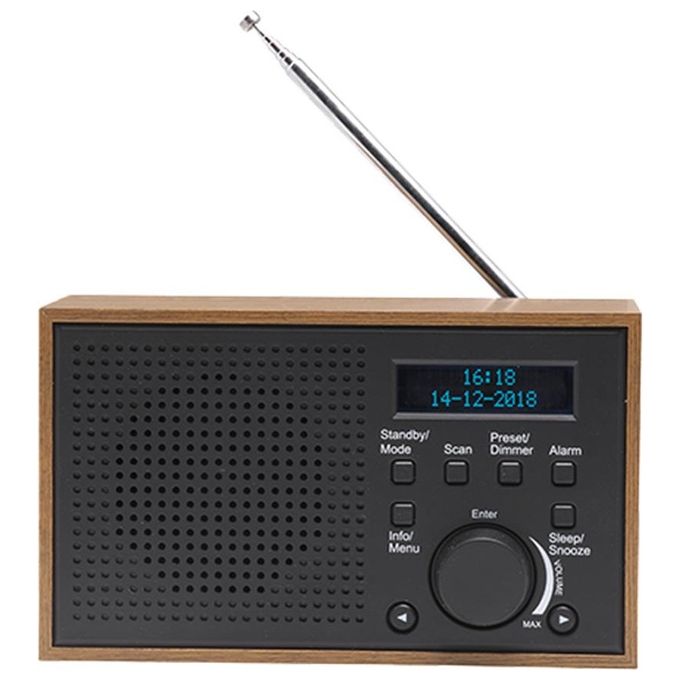 Denver 111111000390 DAB-46DARK GREY Radio Internet con DAB+ FM Sveglia Display LCD Alimentazione CA Batteria colore Nero Marrone