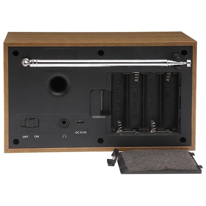Denver 111111000390 DAB-46DARK GREY Radio Internet con DAB+ FM Sveglia Display LCD Alimentazione CA Batteria colore Nero Marrone