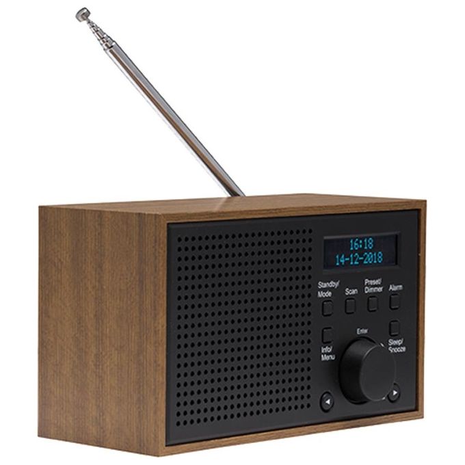 Denver 111111000390 DAB-46DARK GREY Radio Internet con DAB+ FM Sveglia Display LCD Alimentazione CA Batteria colore Nero Marrone