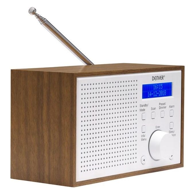 Denver 111111000400 DAB-46WHITE Radio Internet DAB+ FM con Display LCD Altoparlante Integrato e Funzione Sveglia colore Bianco
