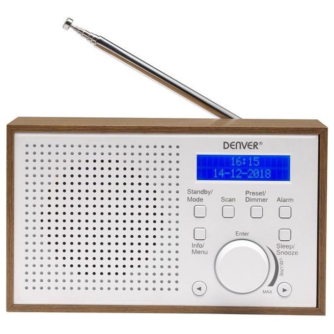 Denver 111111000400 DAB-46WHITE Radio Internet DAB+ FM con Display LCD Altoparlante Integrato e Funzione Sveglia colore Bianco