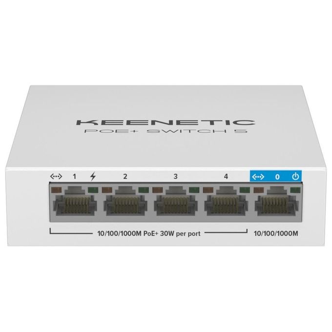 Keenetic KN-4610-01-EU Switch 5 porte Gigabit con 4 porte PoE+ e 60W di potenza erogabile colore Bianco