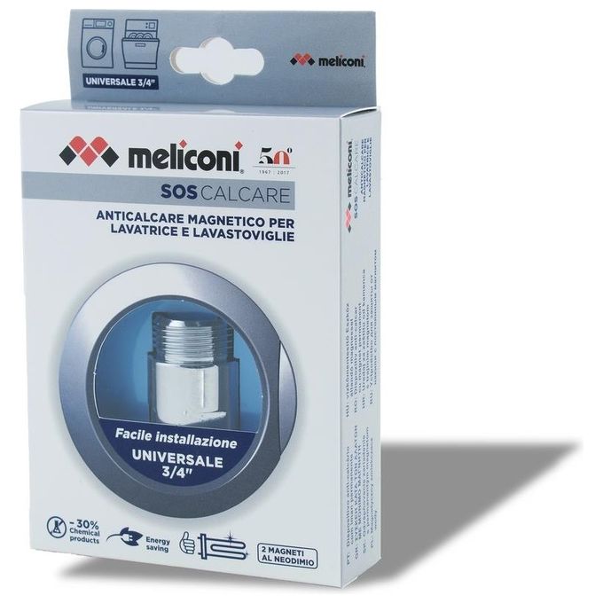 Meliconi SOS Calcare - Tubicino anticalcare magnetico per lavatrici e lavastoviglie, compatibile con tutti i modelli, riduce la formazione di calcare, migliora l'efficienza energetica, Metallo