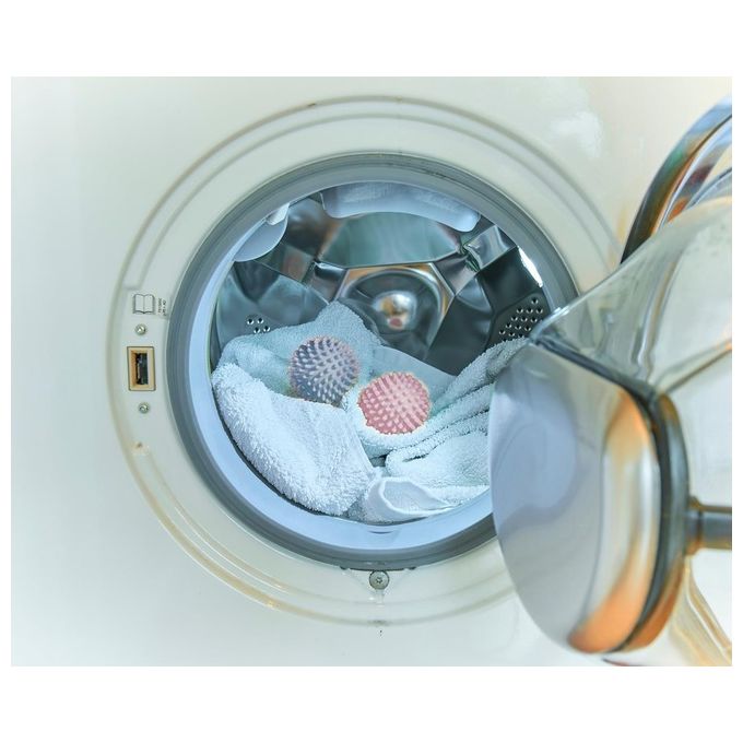 Meliconi 656153 Bucato Soft Palline per Asciugatrice 2 pezzi Riutilizzabili Riduzione Asciugatura 25% colore Blu Rosa