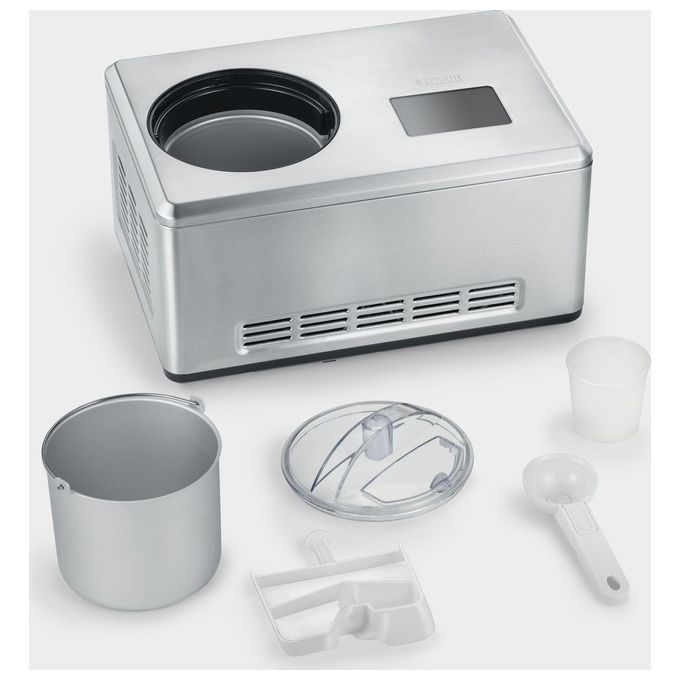 Severin EZ 7406 Gelatiera 2in1 Autorefrigerante con Funzione Yogurt 2 Contenitori 180 W Display LED Touch Acciaio Inox colore Acciaio Inossidabile Spazzolato