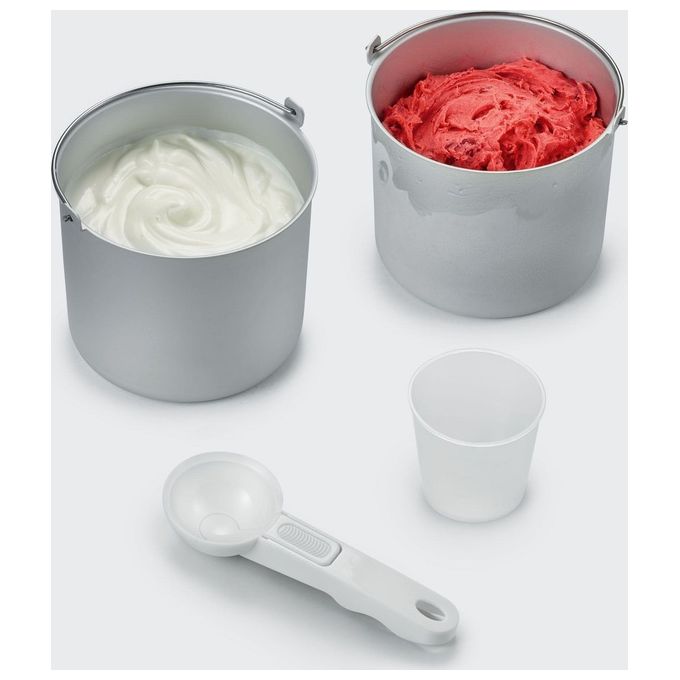 Severin EZ 7406 Gelatiera 2in1 Autorefrigerante con Funzione Yogurt 2 Contenitori 180 W Display LED Touch Acciaio Inox colore Acciaio Inossidabile Spazzolato