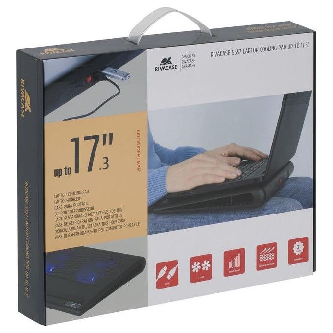 Rivacase 5557 BLACK Base di Raffreddamento per Laptop 2 Ventole 1100 rpm 17.3'' colore Nero