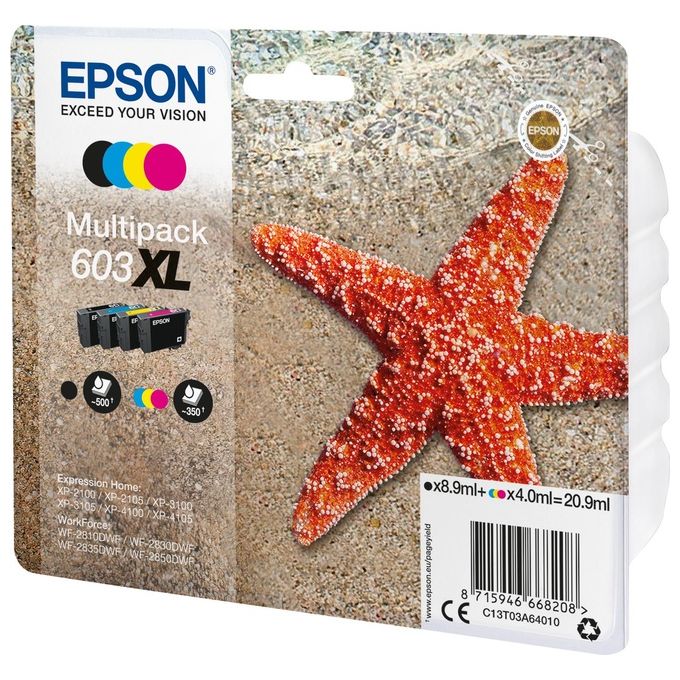 Epson C13T03A64010 603XL Multipack Cartuccia Inchiostro Originale 4 Colori 20,9 ml colore Nero Ciano Magenta Giallo