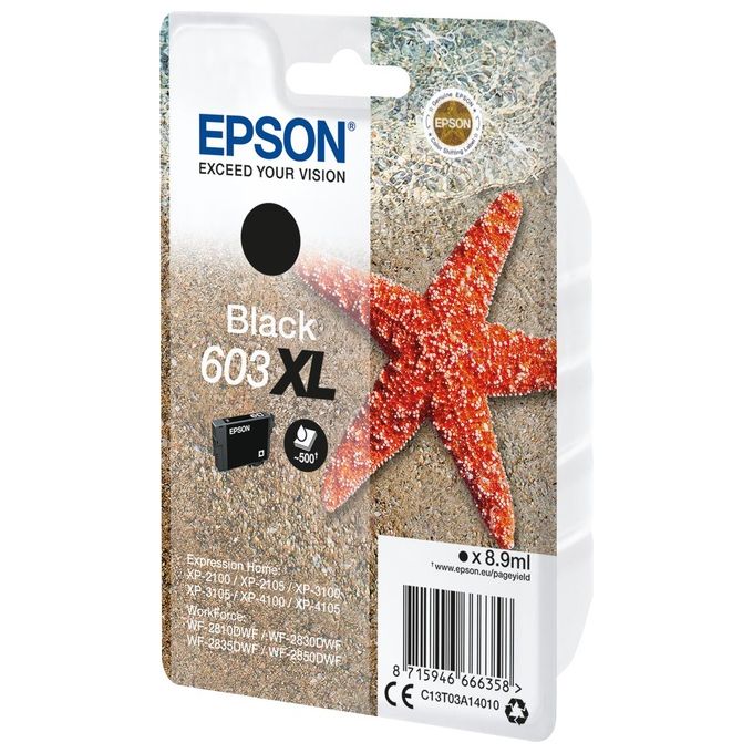 Epson 603XL Serie Stella Marina Cartuccia d'Inchiostro Originale Alta Capacita' 500 Pagine 8,9 ml colore Nero