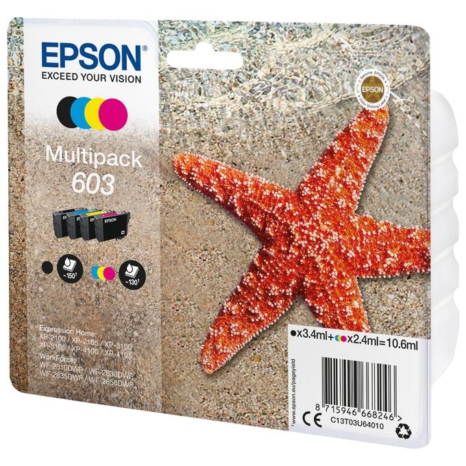 Epson C13T03U64010 603 Multipack Cartucce Originali 4 Colori Nero Ciano Magenta Giallo
