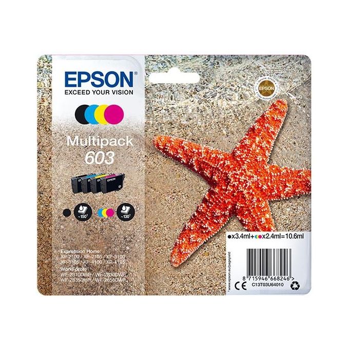 Epson C13T03U64010 603 Multipack Cartucce Originali 4 Colori Nero Ciano Magenta Giallo