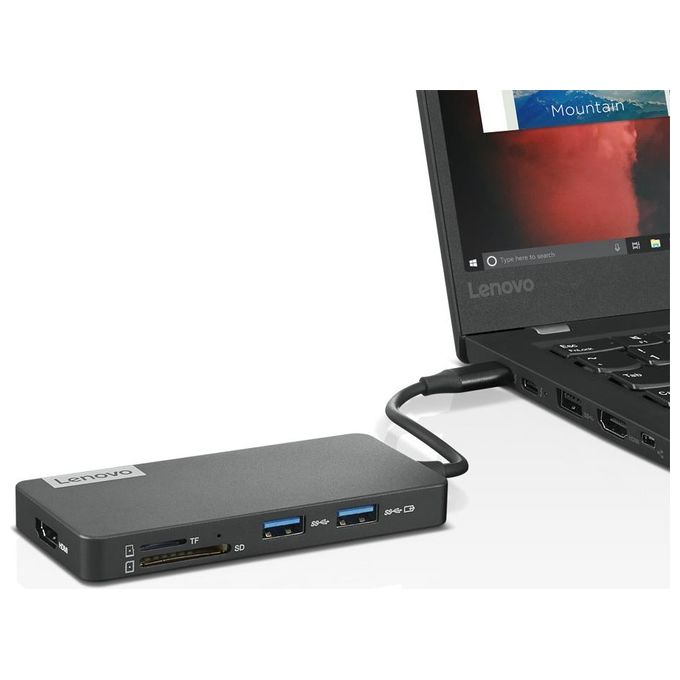 Lenovo GX90T77924 Hub USB-C 7 in 1 HDMI USB 3.2 Gen 1 Lettore SD MicroSD 5000 Mbit-s colore Grigio