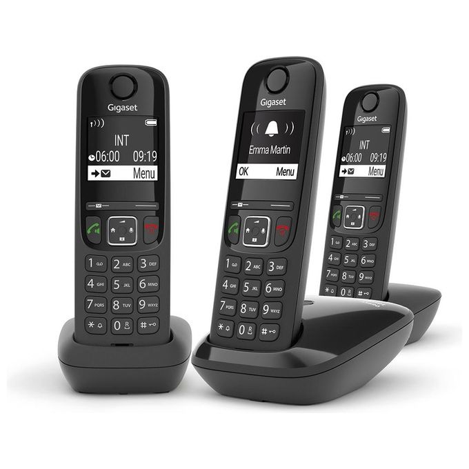 Gigaset AS690 Trio Tris Cordless Display 2'' Vivavoce Rubrica Nero