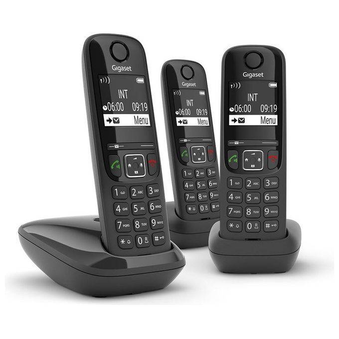 Gigaset AS690 Trio Tris Cordless Display 2'' Vivavoce Rubrica Nero