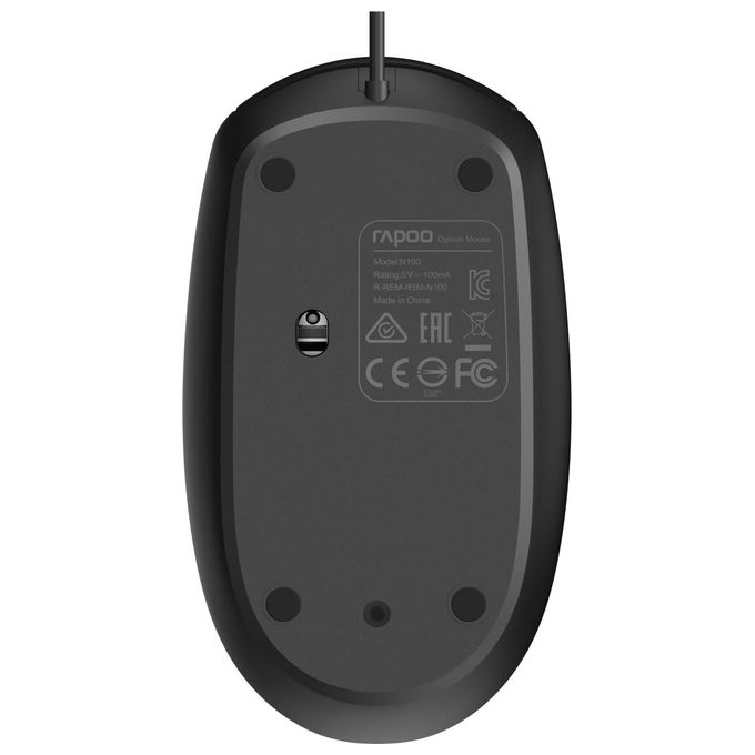 Rapoo N100 Mouse USB Ottico 1600 DPI Ambidestro