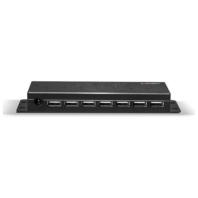 Lindy 42794 Hub USB 2.0 7 Porte con Alimentatore Esterno e Cavo 1,8 m Tipo A a Tipo B colore Nero