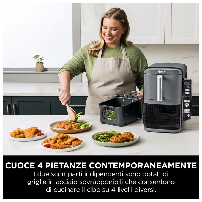 Ninja SL400EU Double Stack XL Friggitrice ad aria 9,5 L 2470 W 6 programmi doppio cestello colore Grigio