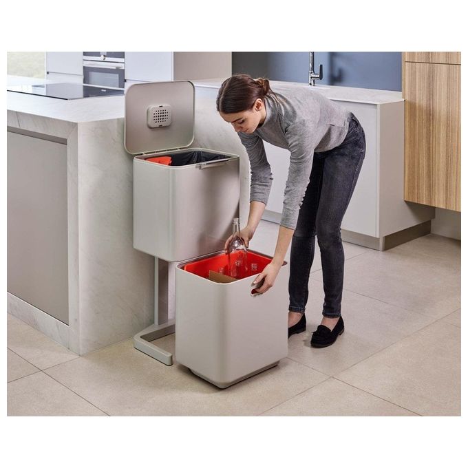 Joseph Joseph 30061 Totem Max Unita' Separazione e Riciclaggio Rifiuti 60 L 3 Scomparti con Filtro Anti-Odore colore Beige
