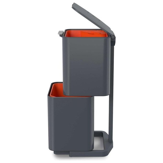 Joseph Joseph 30062 Totem Max Pattumiera per Raccolta Differenziata 60 L con 2 Scomparti da 30 L e Contenitore Organico 4 L colore Grafite Arancione