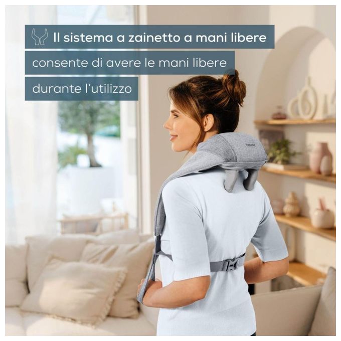 Beurer MG 154 Massaggiatore per Collo e Spalle Senza Fili 10 W 2 Ore Autonomia Funzione Calore 2 Livelli Intensita' colore Grigio