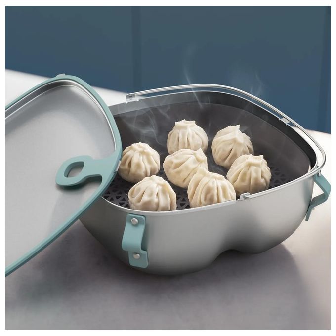 Philips HD9960-00 Accessorio per Airfryer XXL 8.3 L Cottura a Vapore e Salteatura in Acciaio Inox colore Grigio