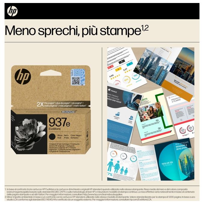 HP 4S6W9NE 937E EvoMore Cartuccia Inkjet Originale Resa Elevata 2500 Pagine colore Nero