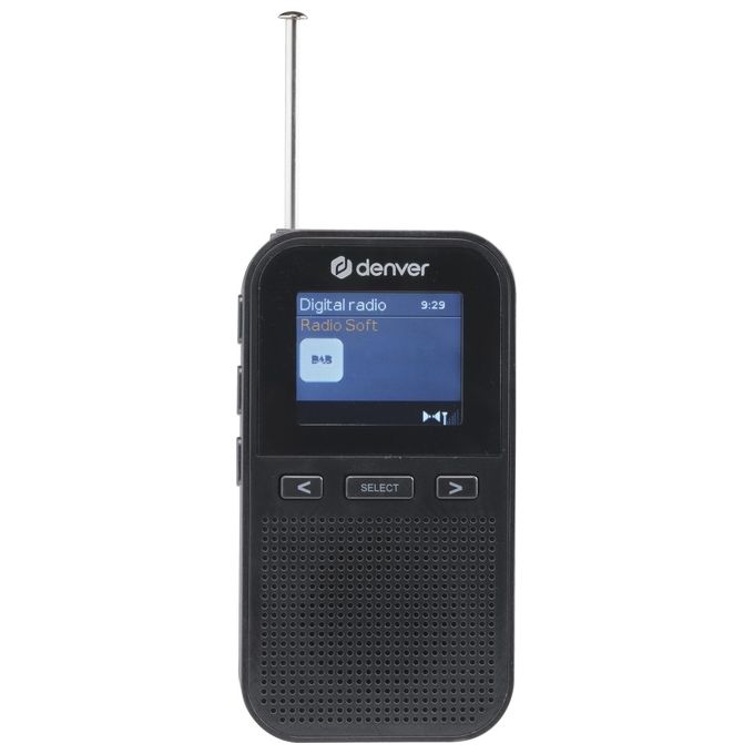 Denver DAH-126 Radio Portatile DAB+ FM Digitale Batteria 1800 mAh 8h Display LCD 1.8'' 2 Sveglie colore Nero