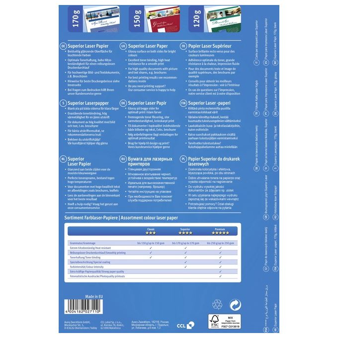 Avery Carta Fotografica a4 170gr Laser 200fg.