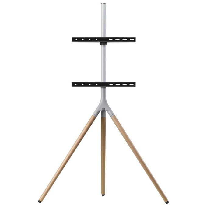 One For All WM7472 Supporto TV a Pavimento Universale 32'' - 65'' Vesa 200x100 - 400x400 Rotazione 360° Altezza Regolabile Gestione Cavi Colore Quercia Argento Grigio