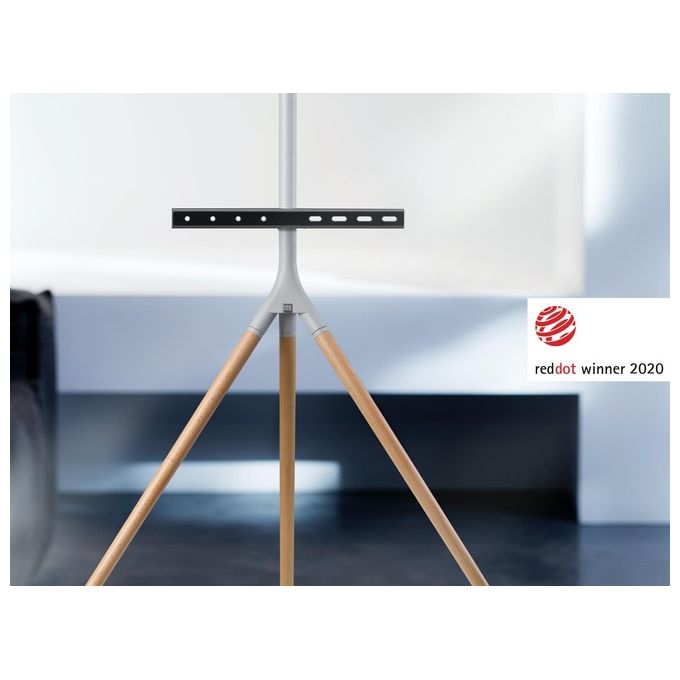 One For All WM7472 Supporto TV a Pavimento Universale 32'' - 65'' Vesa 200x100 - 400x400 Rotazione 360° Altezza Regolabile Gestione Cavi Colore Quercia Argento Grigio