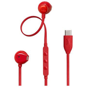 JBL Tune 305 C Auricolari USB-C ad Alta Risoluzione Audio con Cavo Piatto Antigroviglio Comando a 3 Tasti Bassi Profondi Pure Bass Rosso