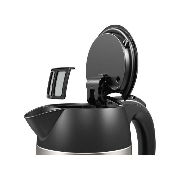 Bosch TWK3P420 Bollitore Elettrico 1.7 L 2400 W Spegnimento Automatico Filtro Anticalcare Base 360° colore Nero Acciaio Inox