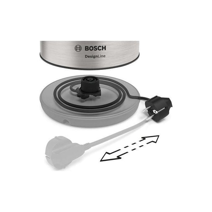 Bosch TWK3P420 Bollitore Elettrico 1.7 L 2400 W Spegnimento Automatico Filtro Anticalcare Base 360° colore Nero Acciaio Inox