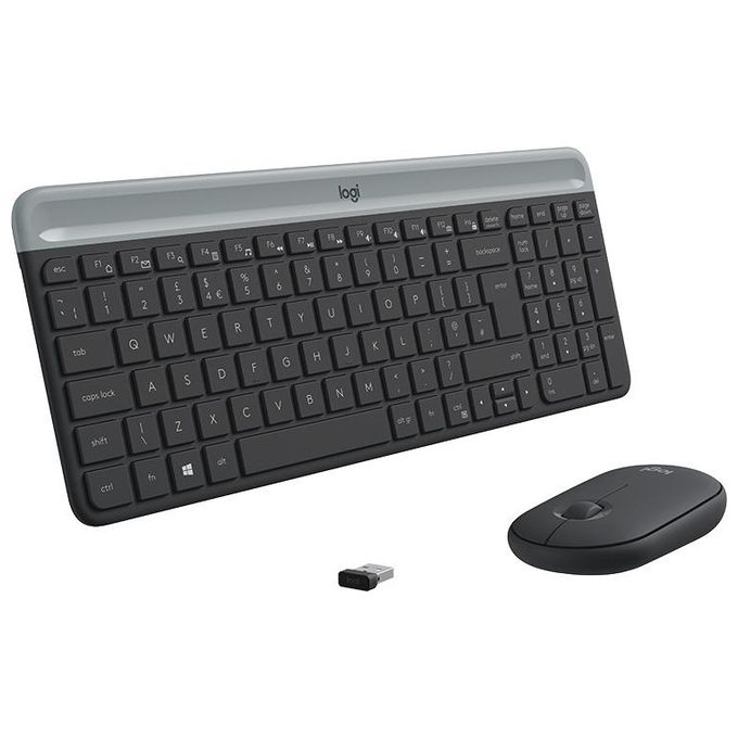 Logitech MK470 KIT_ Mouse Tastiera Wireless, Sottile Silenzioso, Layout Italiano, Grafite