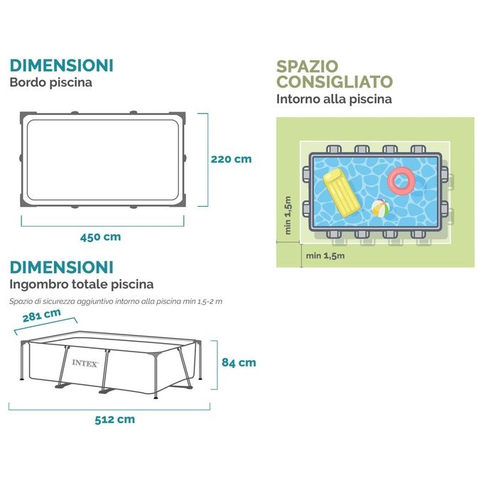 Intex 320071 Piscina Rettangolare Frame 450x220cm
