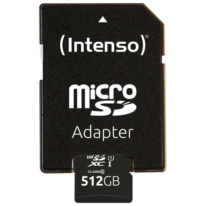 Intenso 3423493 Premium Scheda di Memoria microSDXC 512 GB Class 10 UHS-I U1 con Adattatore SD colore Nero